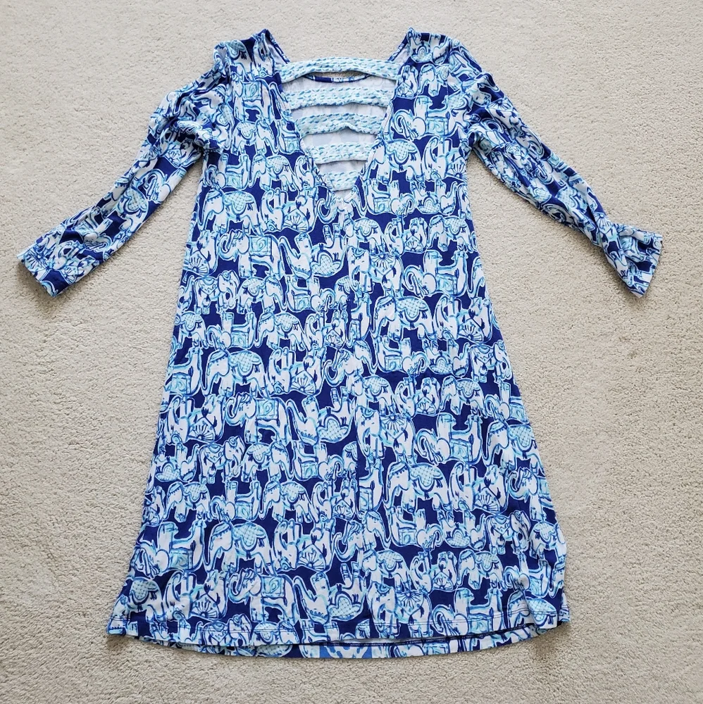 Lilly Pulitzer Blue/White Ophelia Dress Get Trunky szXS